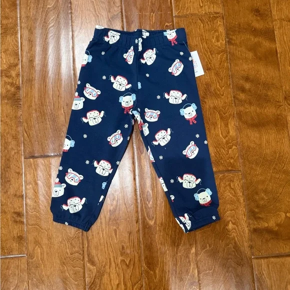 NWT Size 12M Garanimals Navy Blue Bear Cove jogger Pants - Picture 1 of 2
